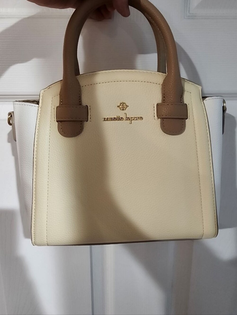 Nanette Lepore Cream and Taupe Top-Handle Satchel